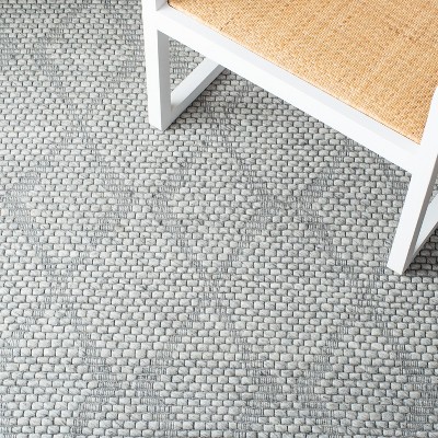Gray Geometric Flat Woven Wool and Synthetic Square Rug