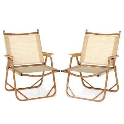 Tangkula 2 Pack Folding Camping Chairs Lightweight Fabric Lawn Chairs with Heavy Duty Aluminum Frame