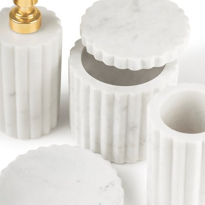 Roksana White Marble Fluted Bath Accessories Set of 4
