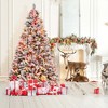 Costway 4.5 FT/6FT/7ft Pre-Lit Snow Flocked Christmas Tree Hinged Xmas Tree with8 Modes 160/240/320 Lights - 2 of 4