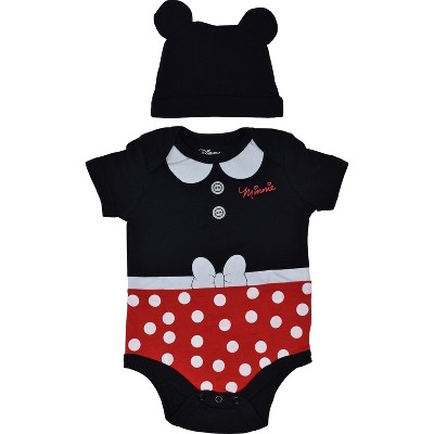 Mickey Mouse & Friends Minnie Baby Girls Bodysuit Hat Minnie Baby Dress & Hat 3-6 Months