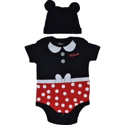 Image of Mickey Mouse & Friends Minnie Baby Girls Bodysuit Hat Minnie Baby Dress & Hat 3-6 Months