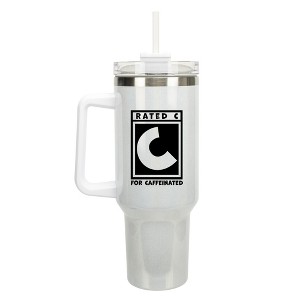 100 North Rated C For Caffeinated Wrap-Around 40 Oz. Stainless Steel Water Bottle Coffee Mug, Spill & Leak Resistant, Travel Tumbler with Handle, Lid - 1 of 4