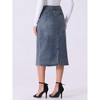INSPIRE CHIC Women's Casual High Waist Stretchy Midi Jean Skirt - 3 of 4