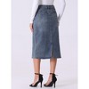 INSPIRE CHIC Women's Casual High Waist Stretchy Midi Jean Skirt - image 3 of 4