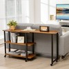 Costway Patented Large 360 Degree Free Rotating Sofa Side Table With Wheels  Storage Shelf Rustic Brown : Target