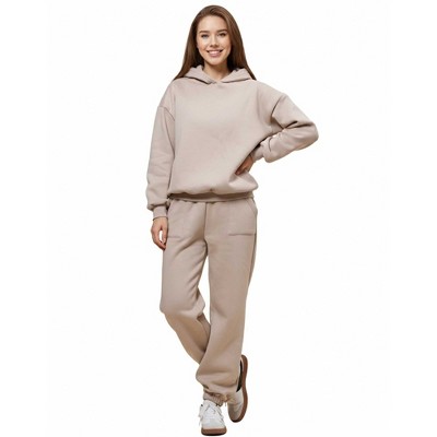 Cherie Code Women's Black Hoodie Lounge Set with Velvet Lining – Long Sleeve Top and Jogger Pants – Casual Fit