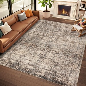 Soft Boho Vintage Low Pile Washable Large Indoor Area Rug for Living Room Bedroom Dining Room - 1 of 4