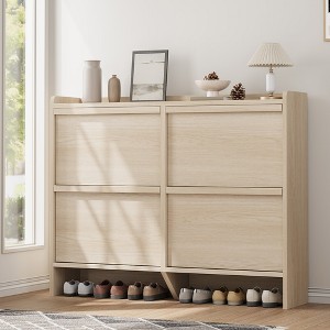 Shoe Cabinet with Flip Drawers, Wooden Shoe Organizer Cabinet with Adjustable Shelf, Shoe Storage for Entryway, Hallway, Living Room - 1 of 4