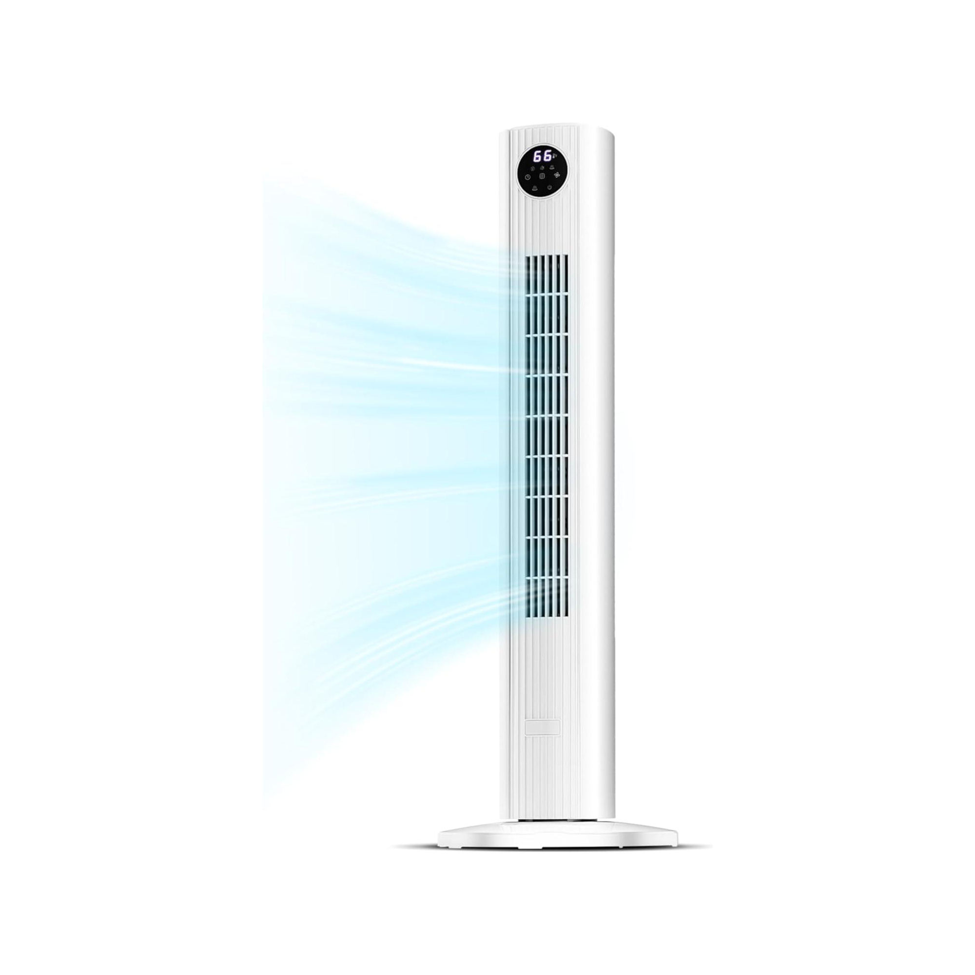 ZAFRO Tower Fan for Bedroom, Standing Bladeless Fan that Blows Cold Air for Home, 85¡ã Oscillating Quiet Cooling Floor Fans with Remote, (White)