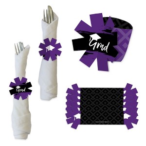 Big Dot of Happiness Purple Grad - Best is Yet to Come - Purple Graduation Party Paper Napkin Holder - Napkin Rings - Set of 24 - 1 of 4