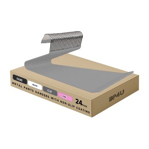 BP4U Open-Ended Metal Pants Hangers, Non-Slip Heavy-Duty Steel Hangers for Jeans, Trousers, Scarves & Bath Towels - 1 of 4