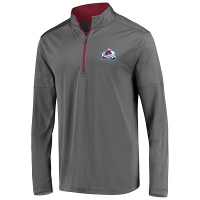 NHL Colorado Avalanche Men's Defender Embossed 1/4 Zip Sweatshirt - Gray S