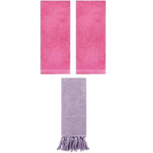 REGALWOVEN 3 Packs Cotton Absorbent Soft Turkish Hand Towels with tassel for Bathroom - 1 of 4