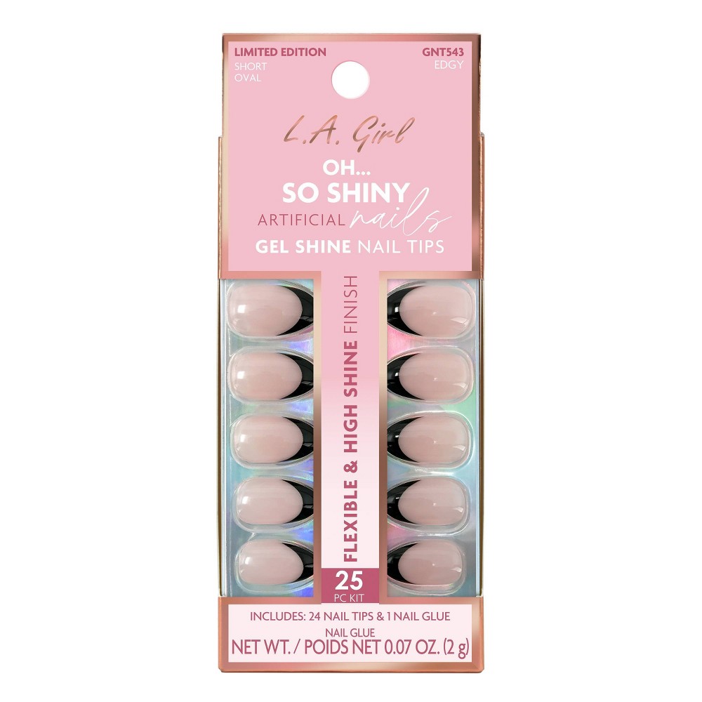 Photos - Manicure Cosmetics L.A. Girl Oh So Shiny Artificial Fake Nails - Edgy - 25ct