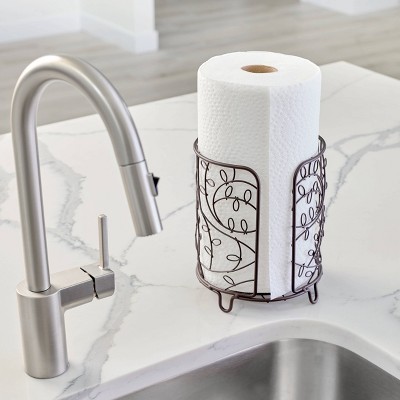 Bronze Steel Freestanding Botanical Paper Towel Holder