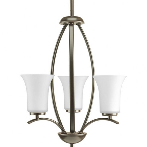 Progress Lighting Joy 3-Light Foyer Fixture, Antique Bronze, Fluted Glass Shades - image 1 of 4