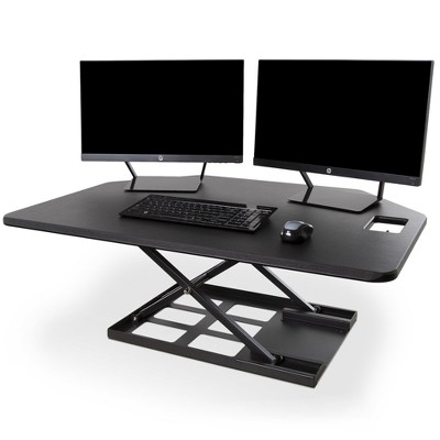 Black Steel 42" Standing Desk Converter with Pneumatic Lift