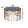 CT901 Modern Contemporary Metal Nested base and Tinted tempered glass top material 30inCoffee Table, Round Table for Living room, Gold - 2 of 4