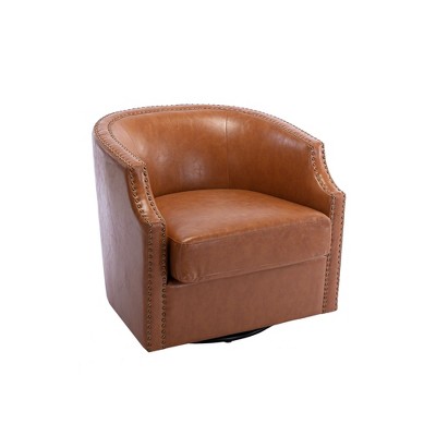 NicBex PU Leather Fabric Swivel Accent Chair,Upholstered Swivel Living Room Chairs with Curved Backrest,Accent Chairs for Living Room