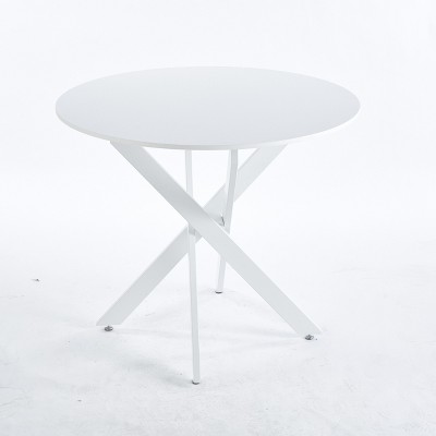 Zeus & Ruta Dining Table With Cross Metal Leg and Mdf Top, White