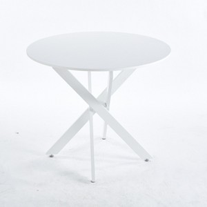Zeus & Ruta Dining Table With Cross Metal Leg and Mdf Top, White - 1 of 4