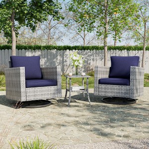 Sonkuki 3-Piece Patio Chair Set Swivel Rocking Chair Set Side Table Suiting Backyard, Poolside and Patio - 1 of 4