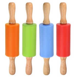 Unique Bargains Kitchen Dough Pizza Wooden Handle Non-stick Reusable Silicone Rolling Pin 4 Pcs - 1 of 4