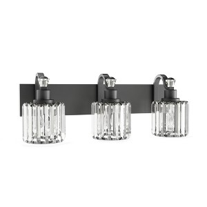 Crystal Matte Black Bathroom Vanity Light 3/4/5/6 Light Modern Bathroom Vanity Light Fixtures Over Mirror Bath Wall Lighting，e26 Base - 1 of 4