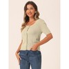 Allegra K Women's Casual Crochet Knit Button Up Sweater Short Sleeve Cardigan - 4 of 4