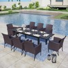 Captiva Designs 9pc Outdoor Patio Expandable Steel Dining Table & & Crescent Arm Rattan Chairs - 3 of 4
