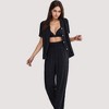 Anna-Kaci Lounge Women's 3-Piece Pajama Set with Bralette Top, Button Down Shirt, and Wide Leg Pants - 2 of 4