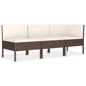 vidaXL 3 Piece Patio Lounge Set with Cushions Poly Rattan Brown - 1 of 1