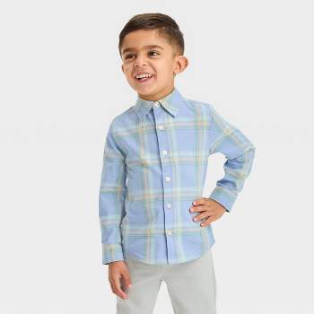 OshKosh B'gosh Toddler Boys' Plaid Long Sleeve Flannel Shirt - Green 12M
