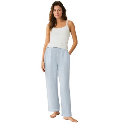 ellos Women's Plus Size Cotton Sleep Pant With Pockets - 14/16, Blue White Stripe