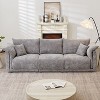 98.5" 3-seater sofa with unique design and soft arm pillows Contemporary style linen sofa with 3 comfortable cushions with 2 pillows - 2 of 4
