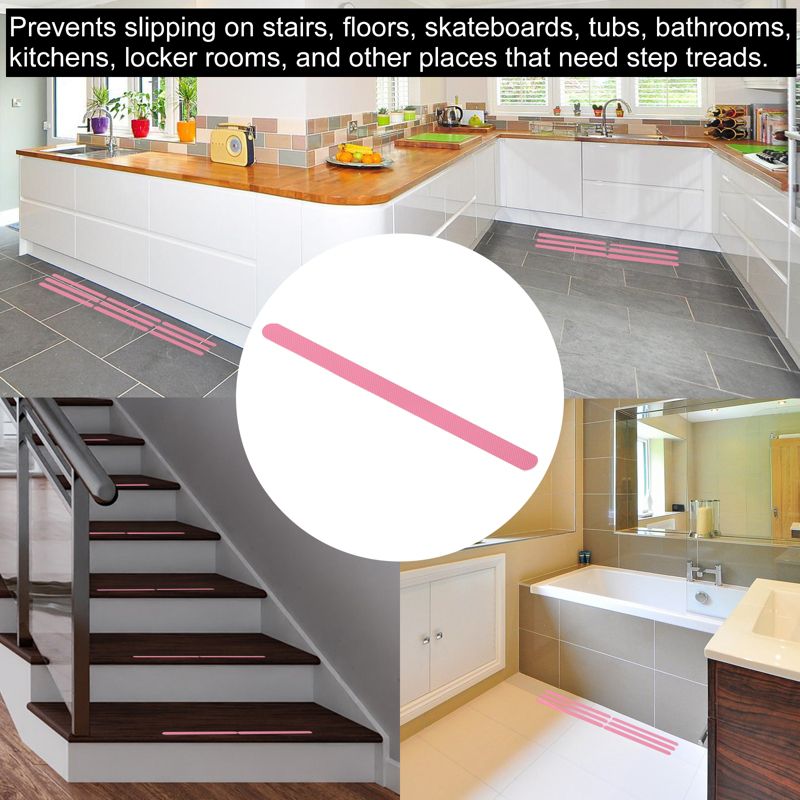 Unique Bargains Non Slip Bathtub Stickers Safety Shower Treads Adhesive Decal Square with Scraper for Stairs Shower Pink 1.25 Ft x 0.79", 5 of 6