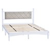 NicBex Queen Size Wood Bed Frame with Upholstered Headboard,Wood Slat Support,Large Under Bed Storage,White - 2 of 4