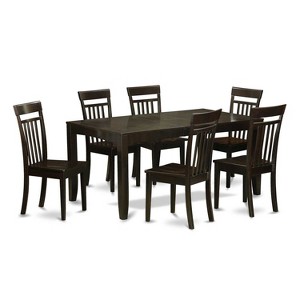Vintage Dining Set - 7 Piece Table & Chair Set - Rectangle Table with Butterfly Leaf - Cappuccino Finish - 1 of 4