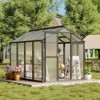 6x8 Ft Outdoor Greenhouses with Roof Vents and Sliding Doors, Aluminum Frame Polycarbonate Accessible , for Outdoor Gardens and Backyards, Black - 2 of 4