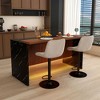 GDFStudio Veda Modern 3 Piece Marble-Look Kitchen Island Set with 360° Swivel Upholstered Bar Stools and LED Lights - 2 of 4