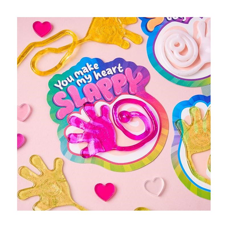 Syncfun 28 Pack Valentine's Day Sticky Hands with Cards, Classroom Exchange Gift for Kids, Classroom and Holiday Reward Prizes, 5 of 8