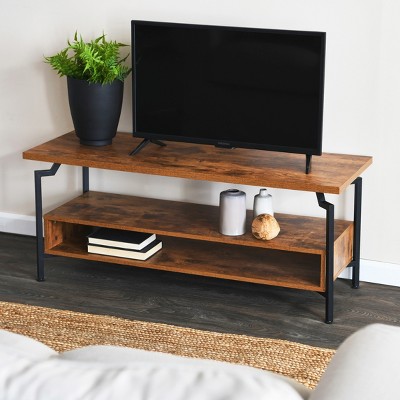 Rustic Hickory Architectural Multi-Tier Wood TV Stand