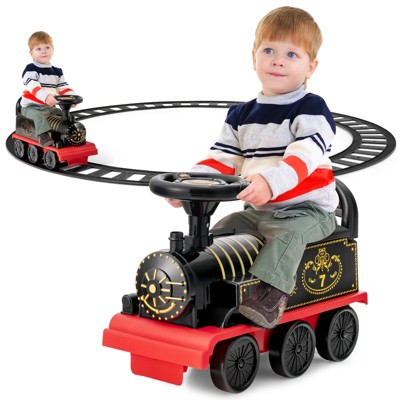 Costway 6V Electric Kids Ride On Train Motorized Train Toy w/ Track & 6 Wheels