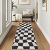 Modern Runner Rug 2x6 Washable Kitchen Rugs Non Slip Warped Checkered Pattern Carpet Runner Low Pile Foldable Geometric Throw Rug for Entryway - 3 of 4