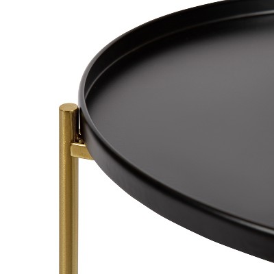 Ulani Modern Black and Gold Round Metal Nesting Side Table Set of 2