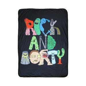 Just Funky Rick and Morty Stylized 45 x 60 Inch Fleece Throw Blanket - 1 of 3