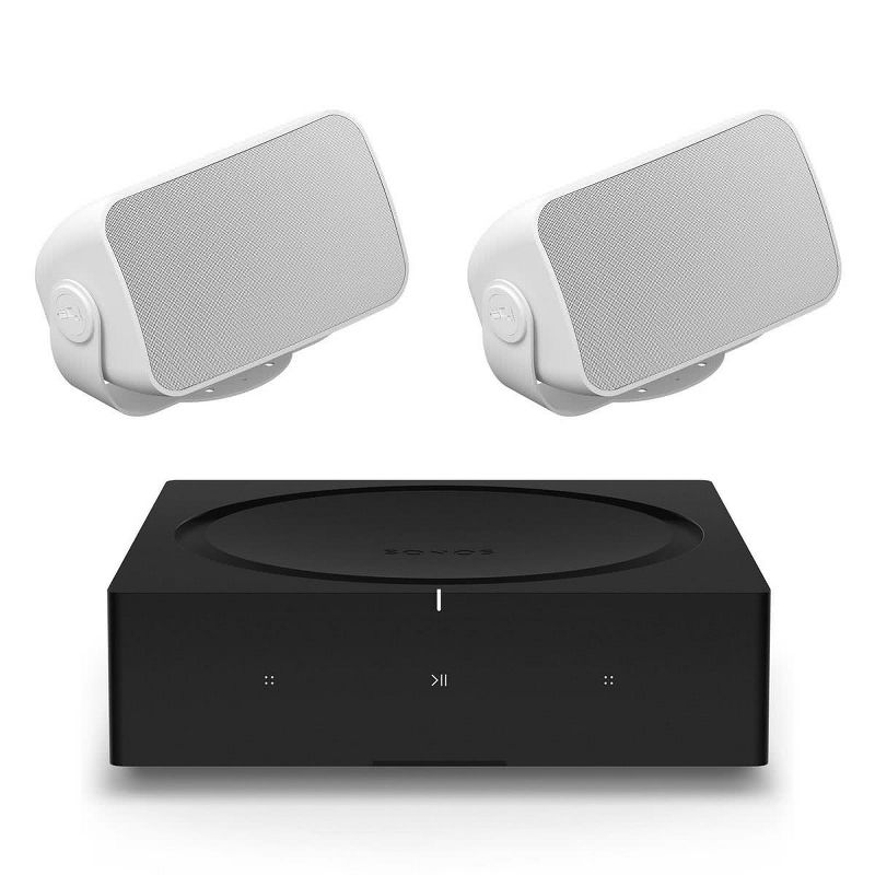 Sonos Outdoor Architectural Speaker Pair (White) OUTDRWW1 with Amp Wireless Hi-Fi Player, 1 of 16