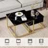 Nesting Coffee Tables Set of 2, Black Marble Nesting Side Tables, Nesting End Table with Drawer Storage，Nesting Tables with Metal Frame - 3 of 4