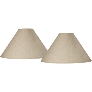Springcrest Set of 2 Empire Lamp Shades Fine Burlap Large 6" Top x 21" Bottom x 11.5" High Spider Replacement Harp Finial Fitting - 1 of 4